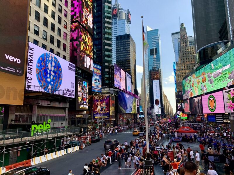 Select artworks from The Lost Planet series by Contemporary Artist and Activist Natalia Kapchuk showcased at the remarkable Times Square as a part of her Solo Show in collaboration with NYC Art Walk